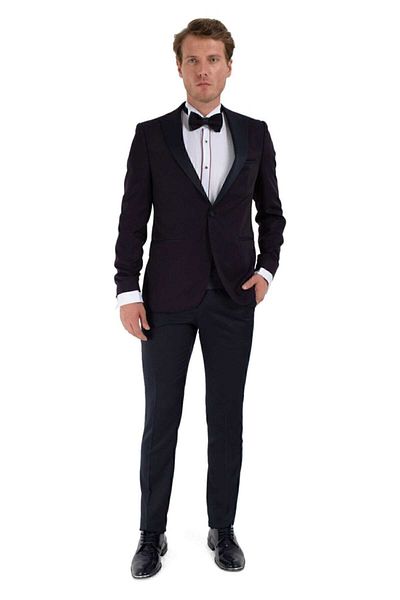 Morven Broadway Slim Fit Sailor Groom Suit Navy Blue - 2872329