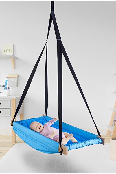 Bundeba Flow Mavi Ahşap Yaylı Zıpzıp Hamak Beşik Hoppala Tavana Asılan Hamak ...