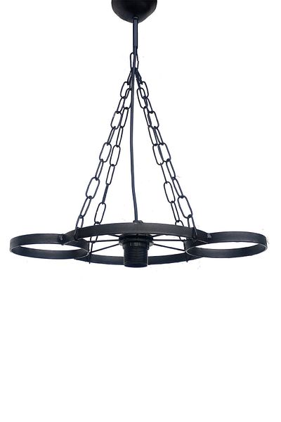 Bundera Rustic Garden Balcony Chandelier - Single Wheel Bicycle Wheel, Flower Pot Pendant Lamp Wrought Iron