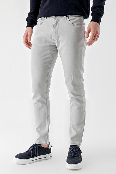 Morven Men's Gray Seasonal Cotton 5 Pocket Slim Fit Jean Pants