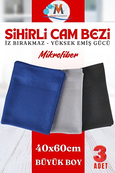 viyolmarketim ( 3 Adet ) Mikrofiber Temizlik Bezi, Cam Silme Bezi, Araba, Mut...