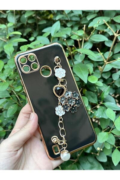 Aksesuarda Moda حافظة Realme C21y - C25y متوافقة مع الحجر الزهري واللؤلؤ المق...