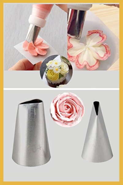 ENJOYPEPERON طرف كيس كريمة ستانلس ستيل (طرف كيس الخفق، الغطاء) 1 قطعة + 4 أكي...