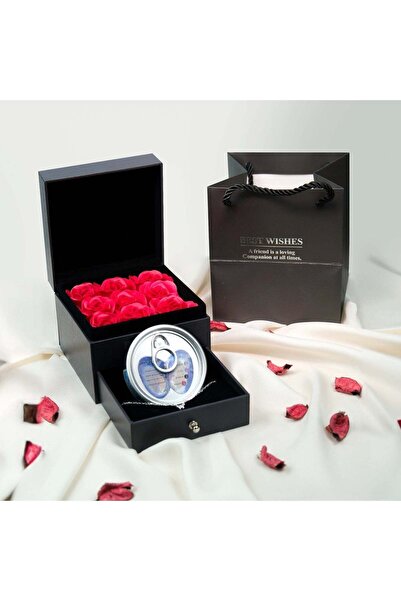 Genel Markalar Çekmeceli Güllü Kutu İstiridye İçinde Gizemli İnci Kolye Seti