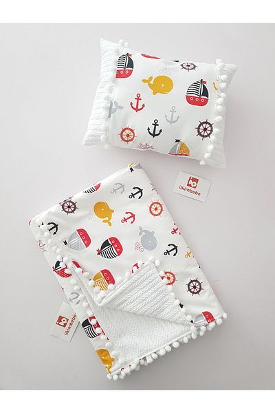 ilkimbebe Piqued Anchor Patterned Blanket Pillow