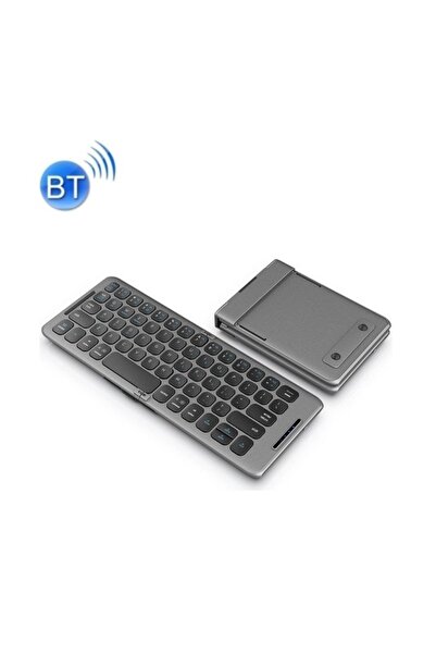 TahTicMer Katlanabilir Bluetooth Klavye Ultra İnce Taşınabilir Şarj Edilebilir Kablosuz Mini Klavye Gri