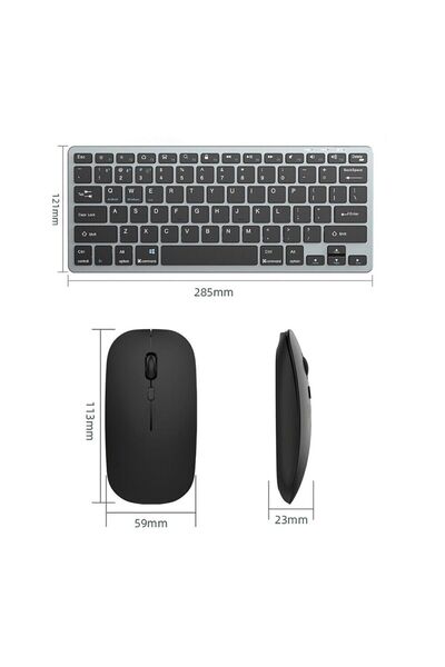 TahTicMer Km901 Kablosuz Wireless Mini Taşınabilir Klavye Mouse Seti Q Kalvye