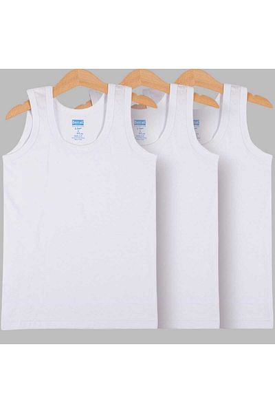 Fanilam Berrak Boy's 100% Cotton Undershirt, Anti-Sweat, Comfortable Cut and Soft Texture, 3-Piece
