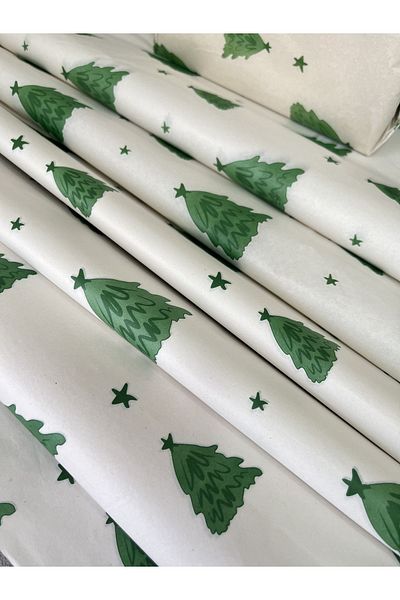 Meyofficial Christmas themed plush packaging paper with pine tree pattern 50*70 cm
