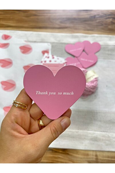 mey OFFICIAL مجموعة التعبئة والتغليف بنمط القلب (بطاقة شكر لبطاقة الشكر بحبل ربط من القطيفة)