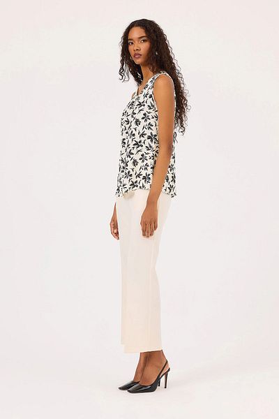 SEÇİL Ecru Colored Floral Patterned Seçil Women's Tank Top 0004