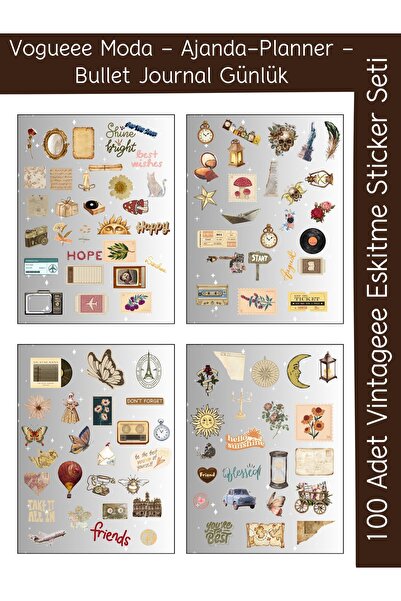 Etiketçi Paşa 100 Adet Vintageee Eskitme Elite Sticker  - Vogueee Moda - Ajan...