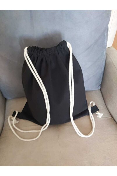 Nergis SİYAH KUMAŞ ipli sırt çantası