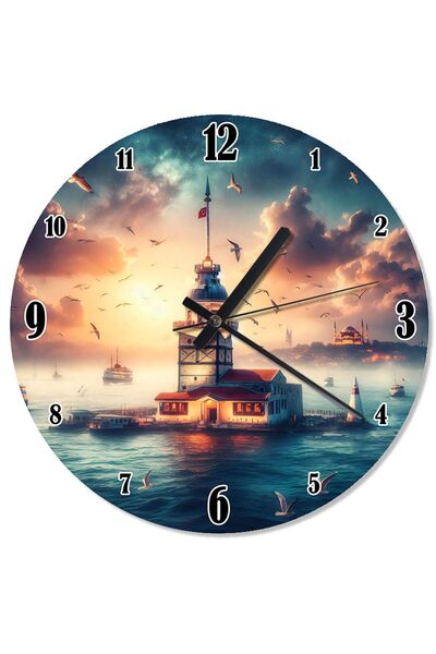 Tablo Mega İstanbul Kız Kulesi Analog Duvar Saati