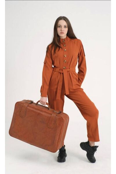 Rouge Taba Renk Pamuklu Yumuşak Kumaş Tulum