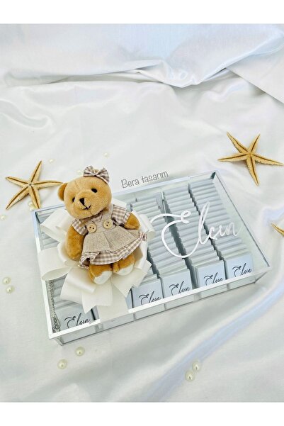 bt bera tasarım Bebek Çikolatası Gümüş Kutu Etiketli Çikolata