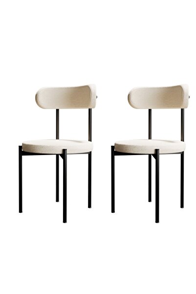 Evdemo Trend 2li Mutfak Masası Sandalyesi Krem-Siyah