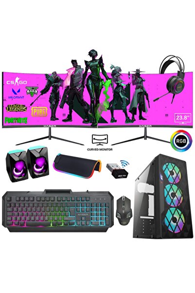 XASER Xsr758 I7 2600 16gb Ram 256gb Ssd 4gb Gt740 24" Dual Curved Masaüstü Oy...