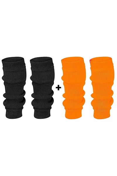 Neşeli Çoraplar Adult Leggings - Set of 2 Black and Orange