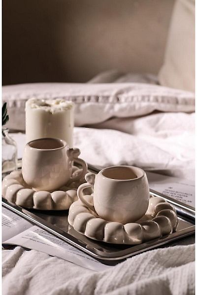 LALEZEN HOME PAPATYA MODEL 2-PIECE CUP SET - COFFEE PRESENTATION SET