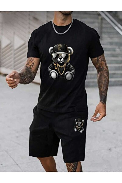 CONSTRAİN Δημοφιλές σετ πολιτικών μπλουζών και σορτς Teddy Unisex - Σχέδιο εμ...