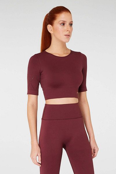 Jerf Naples Short Sleeve Crop Top Econyl Claret Red