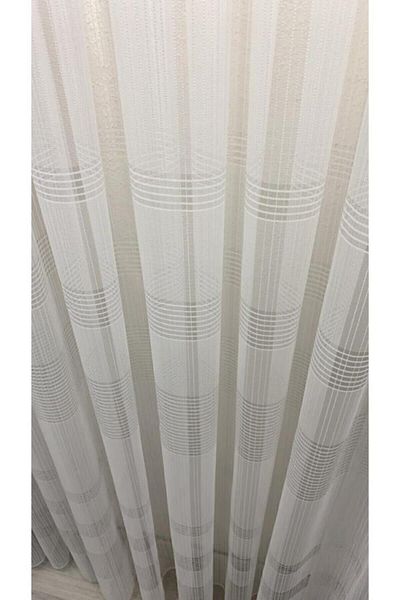 Taç Rüyaper Horizontal Chain - Striped Dobby Tulle 1/3 Thick Pleat Curtain