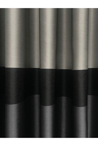 Taç Κουρτίνα φόντου σανίδας Ανθρακί-ασημί σκηνικό μαύρη ζώνη (μεσαίο σφιχτό πιέτα 1/2.5)