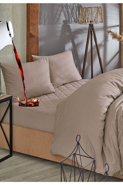 Formeya Brown Liquid-Proof Quilted 100% Cotton Mattresses and Bedding Set