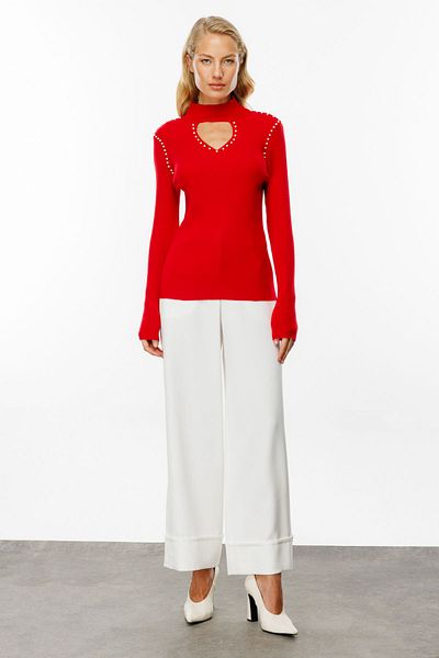 ON Pearl Detailed Low-Cut Sweater Sweater