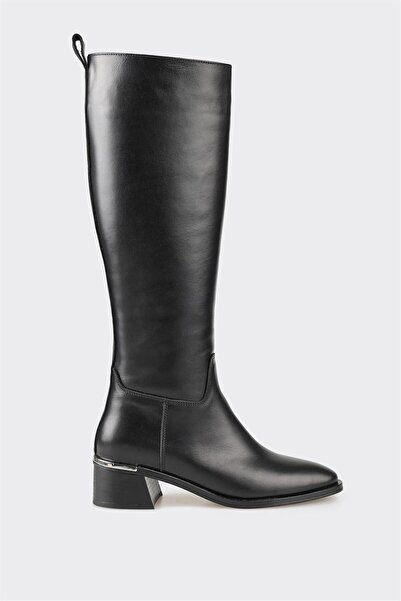 Elle Shoes Siyah Deri Kadın Çizme