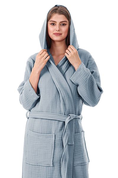 destinyhometex Unisex μπουρνούζι με κουκούλα 4 στρώσεων 100% οργανικό βαμβάκι Premium Multi Muslin Ultra Soft