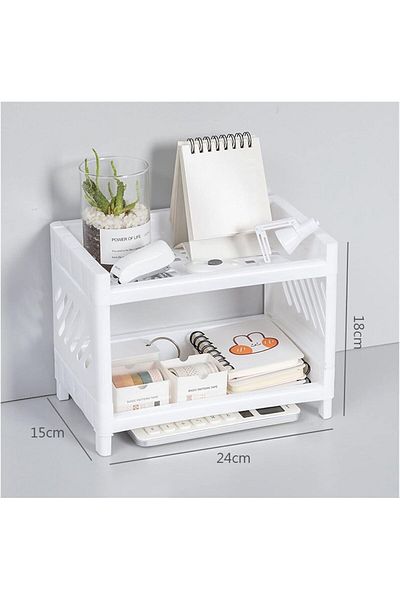 Rembox White Two-Tier Countertop Organizer - Multi-Purpose Organizer Stand