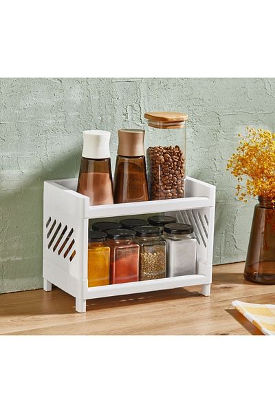 Rembox White Two-Tier Countertop Organizer - Multi-Purpose Organizer Stand