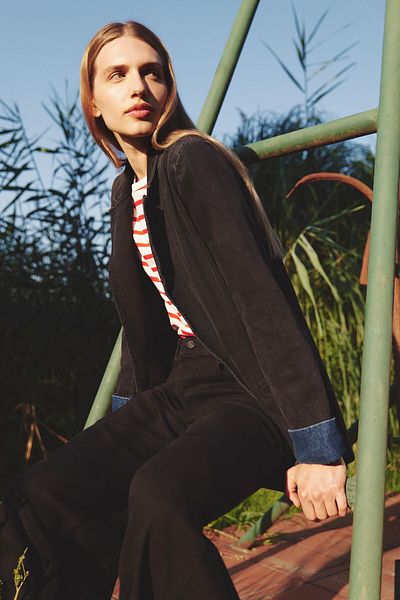 its basic Black Women's Oversize Cotton Jacket - 100% Cotton Loose Cut
