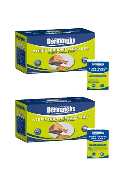 Dermateks Sterile Gas Compress Cotton 7.5cm x 7.5cm 4 Layer 100 Pieces (Piece of 2)