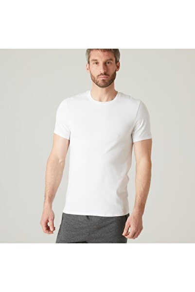 Decathlon Ανδρικό λευκό αθλητικό μπλουζάκι Domyos 500 - Slim - Ελαφριά προπόνηση γυμναστικής