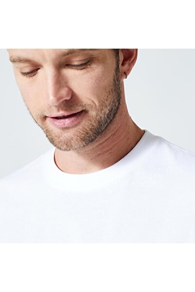 Decathlon Domyos 500 Model Men's White Sports T-Shirt - Regular Fit, Lightweight Training