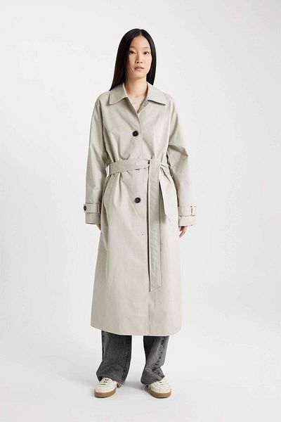 DeFacto Dfc - Regular Fit Long Belted Trench Coat