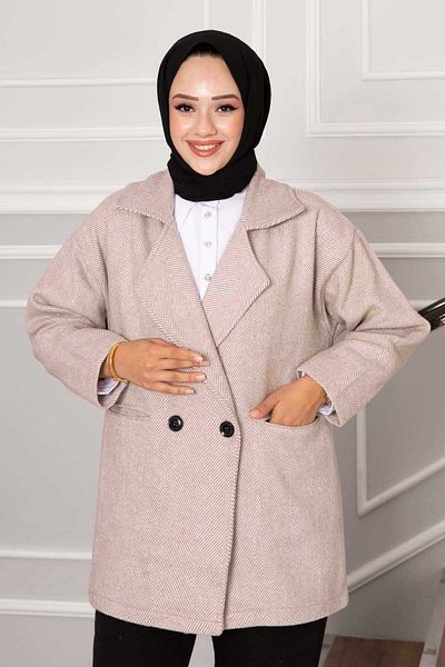 EBRUTESETTÜR Herringbone Hijab Cashew Coat