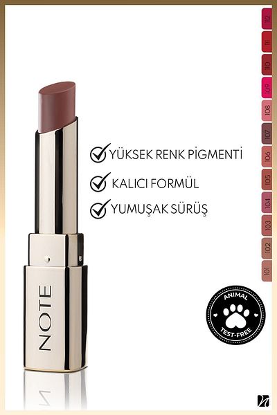NOTE Iconic Matte Lipstick Lasting Matte Lipstick 107 Idol - Brown