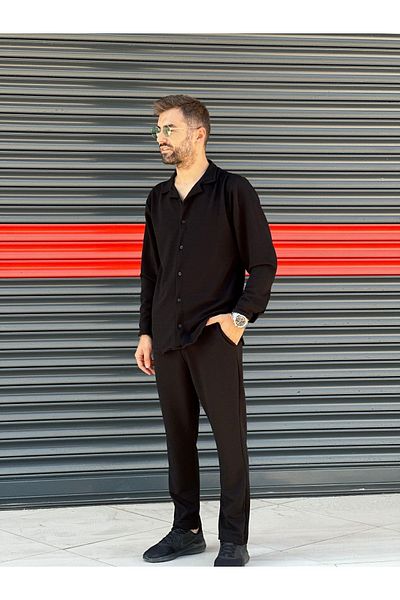 DWN WEAR Unisex Women'S-Men's Long Sleeve Shirt and Sweatpants Set - Premium Lycra Crepe Fabric