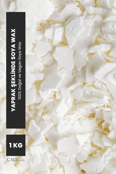 Cageartstudio 100% Doğa Golden Soya Wax, Flake Yaprak Şeklinde Organik Soya Wax 1 Kg -Mum Yapma Malzemesi