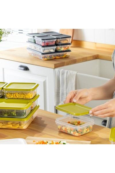 PANJI 12 Pieces Anthracite Storage Container - Microwave and Freezer Compatible, 4X2600Ml 4X1200Ml 4X500Ml