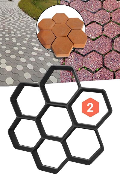 Taşmatik Zemin Kaplama Kalıbı Beton Tuğla Kalıbı Bahçe Parke Taş Kalıbı 46x46 Cm Altıgen Petek 2 Adet