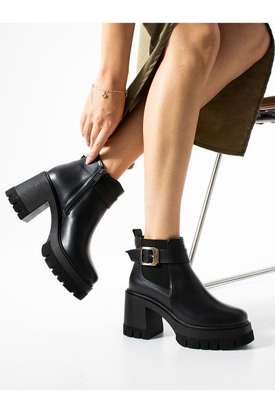 Alemdar Shoes Μαύρες μπότες MILAN - Γυναικείες μπότες με λεπτομέρεια πόρπης