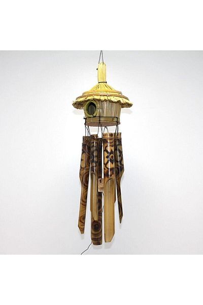 Keskin Hediyelik Wooden Bamboo Bird House Wind Chime Balcony Garden Terrace Door Ornament