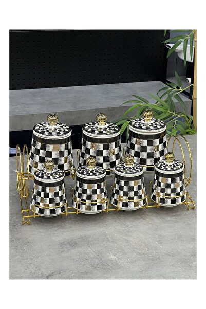 ACAR 7-Piece Luxury Porcelain Spice Set - Checkerboard