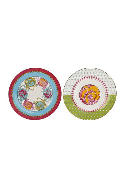 Lucky Art Estelle Bone - 27 cm Porcelain Patterned Set of 4 Plates