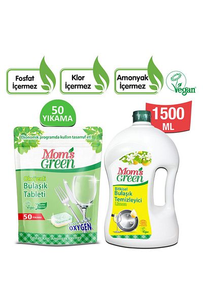 Mom's Green Set of 2-50 Ecological Dishwasher - Lemon Hand Sanitizer 1500ml
